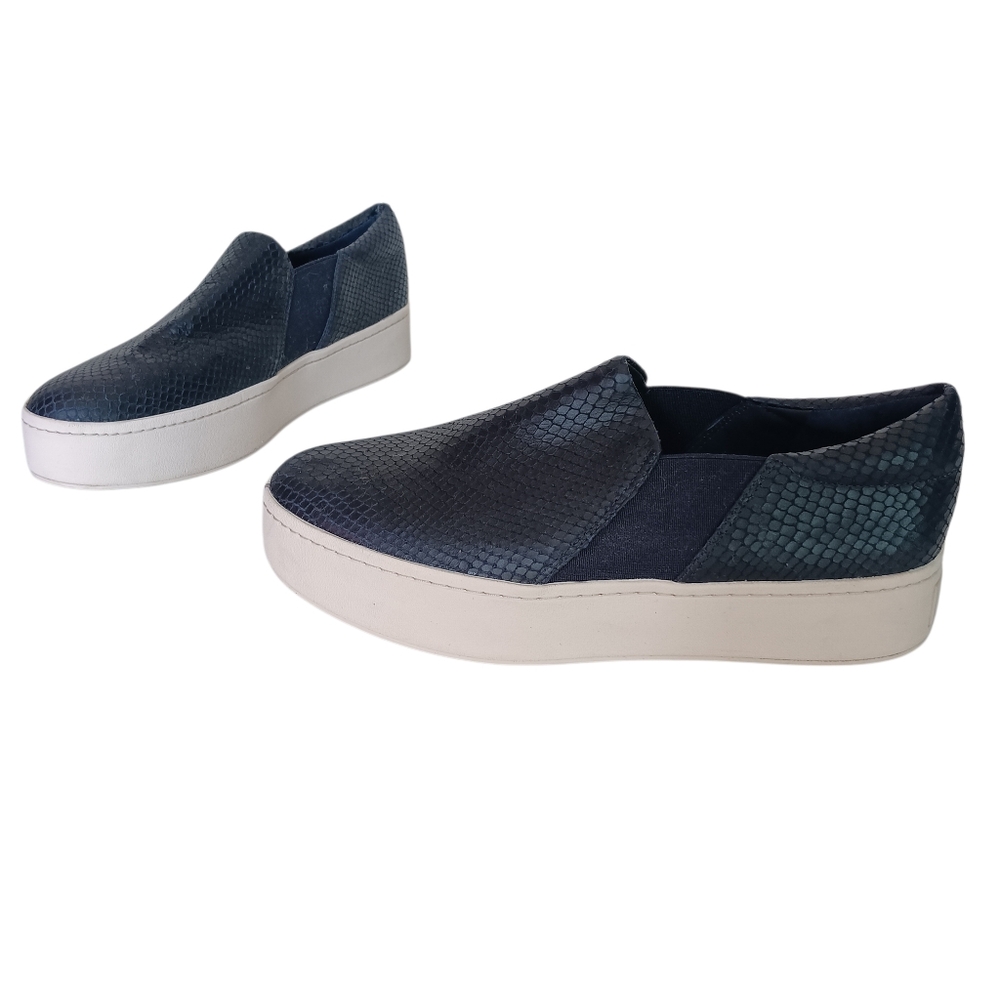 Vince Sneaker Slip On Shoes Women's Size 9 Midnight Navy Blue Textured  Platform